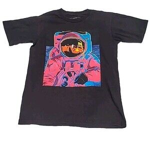 Fashion Nova Men's Astronaut Moon Walk T-Shirt Black S